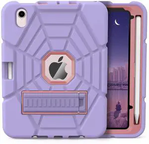 Grifobes Case for iPad Mini 7th 2024 (A17 Pro) / Mini 6th Generation 2021 8.3", Heavy Duty Shockproof Cover with Pencil Holder Stand, for Mini 7/6 Gen 8.3 inch Case for Girls (Purple+Pink)