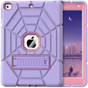 Grifobes for iPad 6th/5th Generation Cases 2018/2017, for iPad Air 2 Case 2014 9.7 inch, Heavy Duty Shockproof Rugged Protective i Pad 5 6 Gen 9.7" Case with Stand for Boys Girls(Purple)