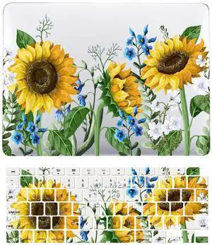Laptop Cover Compatible with New MacBook Air 13 inch with Retina Display Touch ID Model M1 A2337 A2179 A1932 Released in 2020 2019 2018, Protective Hard Shell Case & Keyboard Cover, Sunflower