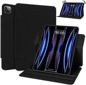 ABEIFAN Rotating Case for iPad Air 6th 11 inch 2024, iPad Pro 11 Inch 4th/3rd/2nd/1st Gen 2022/2021/2020/2018, iPad Air (4th/5th Gen) Case - Multi-Angle View, Smart Auto Sleep/Wake Stand Cover, Black