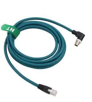 HangTon Ethernet Cable for PLC Router Network Cognex Basler Baumer Sick Keyence Datalogic Microscan Vision Camera Sensor Reader, M12 8 Pin X-Code Right Angle 90-Degree to RJ45 (20m)