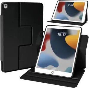 ABEIFAN Rotating Case for iPad 9th/8th/7th Generation (2021/2020/2019), Auto Sleep/Wake, Case for iPad 10.2 inch/iPad Air 3 / iPad Pro 10.5 inch, Smart Cover Slim Trifold Stand, Black