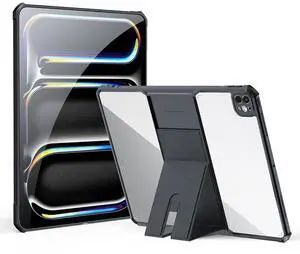 Clear Case for iPad Pro 11 (M4) 2024 Case with Stand, iPad Pro 11 Inch Transparent Case Back Cover Kickstand Slim Light Drop Safe