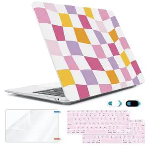 HOHAIYOO for MacBook Air 13 inch Case 2021 2020 2019 2018 A2337 M1 A2179 A1932, Plastic Hard Shell Case&Keyboard Cover&Screen Protector&Webcam Cover Compatible with MacBook Air 13" Retina, Lattice