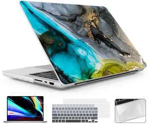 ICEKEE for M4 MacBook Pro 14 inch Case 2024 Release A3112 A3401 A3185 Fits 2023 2021 Release M3 A2918 A2992 M2 A2779 M1 A2442 Pro/Max, Printed Plastic Hard Shell Laptop Cover, Marble P350