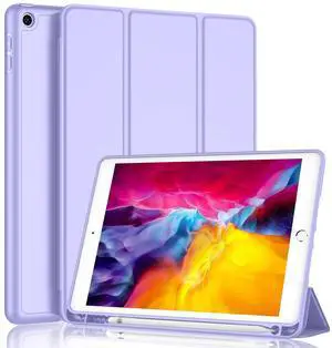 iMieet iPad 9.7 Case (2018/2017 Model, 6th/5th Generation), Smart Cover with Pencil Holder and Soft Baby Skin Silicone Back and Full Body Protection, Auto Wake/Sleep Cover (Light Purple)