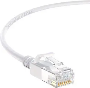 InstallerParts Ethernet Cable CAT6A Slim Cable UTP Booted 2 FT (10 Pack) - White - Professional Series - 10Gigabit/Sec Network/High Speed Internet Cable, 550MHZ, 28AWG