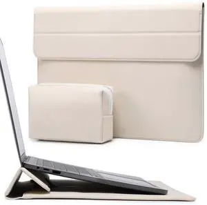 HYZUO 13.3-14 Inch Laptop Sleeve Case with Stand Feature for MacBook Pro 14 M4/M3/M2/M1 Pro/Max 2025-2021, MacBook Pro/Air 13.3, 13.5-13.8 Surface Laptop, HP Spectre X360 13/14, Beige