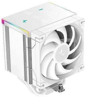 ICOLER AK500 Digital PRO CPU Cooler PC Computer, 1750RPM 120mm PWM Case Fan, 5 Heatpipes, Digital Top Cove, Aluminium Heatsink, for AMD AM4/AM5/Intel LGA 1150/1151/1155/1200/1700/1851 (White)