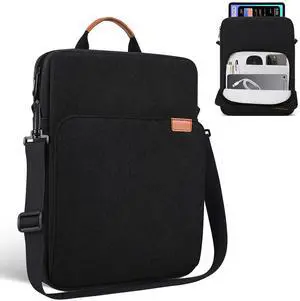 13.3-14 Inch Tablet Sleeve Carrying Case Bag for iPad Pro M4 & Air M2/M3 2025, 12.9 Inch iPad, 13.8" Surface Laptop 7th, 14" MacBook Pro M3 M2 M1 Max With Strap, Black