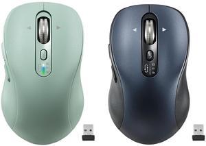 Wireless Bluetooth Mouse Rechargeable,Multi Device Ergo Computer Mouses,4-Way Super Scrolling,+- 3200 DPI,10 Buttons,Plug&Play,Quiet,USB Cordless Mice for Laptop,Tablet,Mac,iPad,PC,Phone (Green+Black)