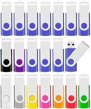 Bundle 4GB Mixed Color 10 Pack and 4GB Blue 10 Pack Flash Drives, 20 Units in Total Gig Stick Jump Drives Bundle