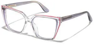 JOLLYNOVA Blue Light Blocking Glasses Women TR90 Fashion Gradient Eyeglasses Frame Anti UV Glare Oversized Computer Glasses (C3 Blue Purple Pink)