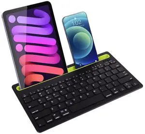 Justdfine Wireless Bluetooth Keyboard with Integrated Stand, Rechargeable Slim 78 Key Multi-Device Cordless Keyboard for Mac OS/Windows Computer, iOS/Android iPad Tablet Phone-Black