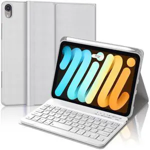 IVEOPPE Keyboard Case for iPad mini 7th (A17 Pro, 2024) / Mini 6th Generation 8.3 Inch, Detachable Magnetical Bluetooth Wireless Keyboard, Slim Case with Pencil Holder, Rechargeable Foldable,Grey