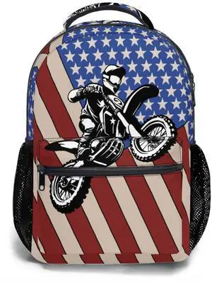Kawani American Flag Baseball Print College Bookbags Motorcycle USA School Backpack for Girls Women, Teens School Bags Bookbags Ladies USA Laptop Backpacks Travel Hiking Camping Gym Daypack