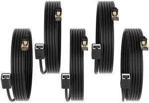 J&D Cat6 Ethernet Cable 9 feet (5-Pack), Gold Plated RJ45, 10Gbps for Gaming/Streaming/Networking, Outdoor and Indoor