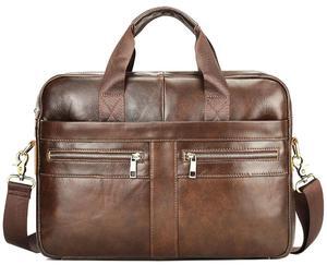 Messenger Bag for Men 15.6" Vintage Leather Waterproof Laptop Briefcase Computer Laptop Bag Shoulder Bag for Office Business (Brown)