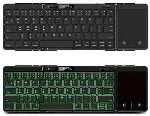 JOMAA Foldable Bluetooth Keyboard with Trackpad, RGB Backlight, Portable,Full-Size Rechargeable Travel Keyboard with Lockable Fold for iPad/iPhone/Smartphone/Tablet/PC/Laptop (with touchpad)