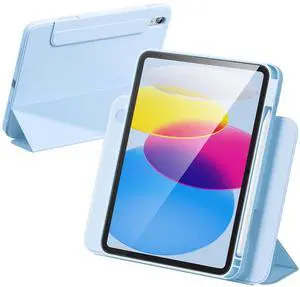 New Magnetic Detachable iPad Case for 11th Generation 11 Inch (2025) & 10th Gen 10.9" (2022), 720deg Rotating Adjustable Stand Modes (Portrait/Landscape), with Pencil Holder, Auto Wake/Sleep - Blue