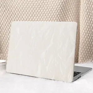 Ksriylm Compatible with MacBook Pro 16 inch Case M2 2021 A2485,2023 A2780 M2,2023 A2991 M3,Elegant PU Leather Plastic Hard Shell Case with Keyboard Cover,Beige Soft Fleece.