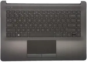 Replacement Upper Case Palmrest for HP 14-CM 14-CK 14T-CM 14Z-CM 14q-cs 14q-cy Series Laptop Touchpad with Keyboard Assembly L23241-001 Gray