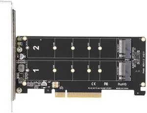Kafuty-1 Dual M.2 SSD to PCIe Express x8 Adapter Card, Supports M-Key NVME SSD or M.2 PCIE, Hard Drive Converter Reader Expansion Card (ph45)