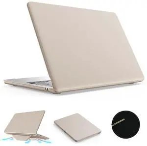 KAIJIAbox Case for MacBook Air 13.6 Inch Case,Foldable Stand and Mouse Pad/Bag,Plastic Hard Shell,Exquisite PU Leather Protective Cover for MacBook Air 13.6 Inch(2022/2025)[M2 A2681/M3 A3113](Gold)