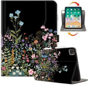 Lalumix for iPad Air M3/M2 11 Inch Case,360 Degree Rotating for iPad Air 5Th/4Th Generation Cover 10.9-inch,for iPad Pro 11 Inch Case 4Th/3Rd/2Nd/1St Generation 5 Viewing Angles Pencil Holder, Flower