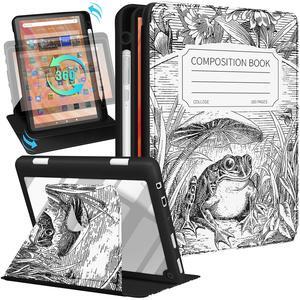 Kidcube for Kindle Fire HD 10/10 Plus Tablet Case - 13th/11th Generation (2023/2021) 10.1" Women Girls Cute Frog Design Teens Rotating Stand Pencil Holder Folio Cases for  Fire HD 10/10 Plus