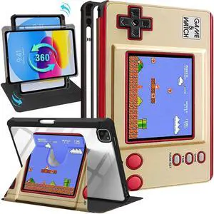Kidcube for iPad Air 13 Inch Case M3 2025/M2 2024, for iPad Pro 12.9 Cases (2022/2021/2020/2018) - for Women Girls Boys Cute Folio Cover with Pencil Holder Cartoon Cool Game Design Rotating Stand Teen