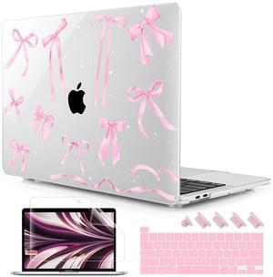 Lepeoac Case for MacBook Pro 13 inch with/Without Touch Bar (2016-2022, M2 A2338 M1 A2289 A2251 A2159 A1989 A1706 A1708), Hard Shell + Keyboard Cover + Dust Plug, Bowknot