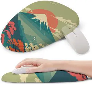 ORIENWEEDA Ergonomic Mouse Pad with Wrist Support, Anime Comfortable Entire Memory Foam, Wrist Pain Relief and Anti-Slip PU Base, Mousepad for Various Computers, Laptop PC (12x8x1.2inch, Fujisan)