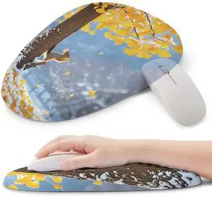 Orienweeda Ergonomic Mouse Pad with Wrist Support, Comfortable Entire Memory Foam, Wrist Pain Relief and Anti-Slip PU Base, Mousepad for Various Computers, Laptop PC (12x8x1.2inch, Cute Squirrel)