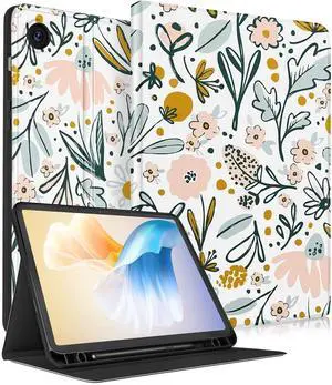 LISEVO for Samsung Galaxy Tab A9 Plus Case 11 inch(SM-X210/X216/X218), Women Teen Girls Design Folio Cover with Pencil Holder, Auto Week/Sleep Design for Samsung A9+ Plus Tablet Cases, Write Flower