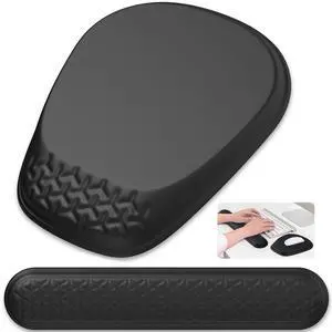 Laokiiy Mouse Pad with Wrist Rest, Comfortable Keyboard Wrist Rest, Memory Foam Wrist Rest for Computer Keyboard, Ergonomic Mouse Pad Set for Easy Typing & Pain Relief for Office Black