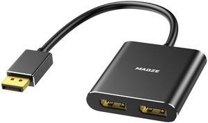 DisplayPort Splitter 1 in 2 Out - 4K@60Hz DisplayPort to Dual displayPort Adapter, Display Port MST Hub for Dual Monitors, DP 1.4 Splitter for Desktop, Laptop,Extend Display