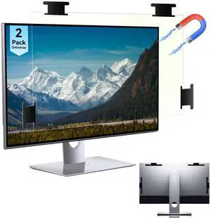 2 Pack Magnetic Computer Screen Protector for Eyes 27 Inch 16:9 Hanging Blue Light Screen for Monitor 27in Removable Anti Glare UV Cover 27" Curved Desktop Blocking Filter Dust-Free Film