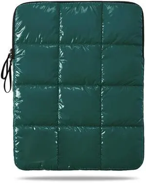 Linpr Puffy Laptop Sleeve 13 Inch DarkGreen, Waterproof Carrying Case Bag for Women, Fluffy Computer iPad Pro12.9 Case, Compatible with MacBook Pro 12, MacBook Air M2 M1, Asus/Dell XPS/Lenovo in Cover