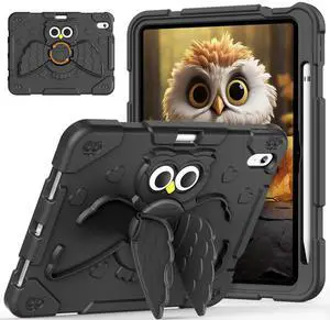 MARIWIVI Kids Friendly Case for iPad (A16) 11th Generation 11 inch 2025/ iPad 10th Generation 10.9 inch 2022 with Pencil Holder/ 360deg Rotating Stand for iPad 11th/10th Gen Kids Girls Boys(Black)