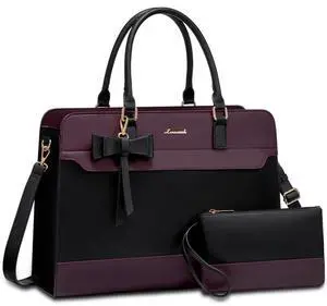 LOVEVOOK Laptop Tote Bag for Women,Leather Work Bag, Waterproof Business Teacher Bag,Large Computer Handbag Purse Briefcase,Office Gifts for Women