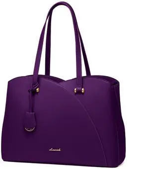 LOVEVOOK 15.6 Inch Laptop Tote Bag for Women, Work Bags Laptop Bag Teacher Tote Bag, Professional Leather Computer Bag Large Purses Handbag, Dark Purple