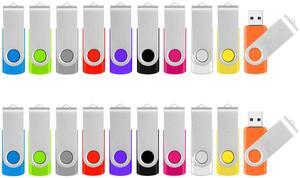Bulk USB Flash Drive - 1GB USB Flash Drives 10 Pack Color and 2GB Thumb Drives 10 Pack Color, Swivel Memory Stick Jump Drives Office Supplies Photo Memoirs Pendrive for Data Transfer and Backup