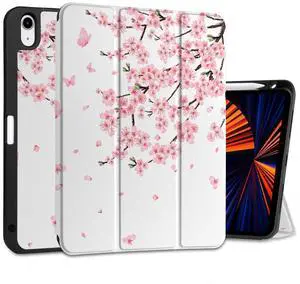 MEEgoodo Case for M3/M2 iPad Air 11 inch 2025/2024,Case for iPad Air 5th Generation/iPad Air 4th Generation 10.9 inch 2022 2020, Tablet Cover with Soft TPU Back Shell, Cherry Blossoms