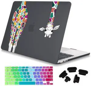 Mektron for MacBook Air 13 Case A1466/A1369 (2010-2017 Release), Snap-on Plastic Hard Shell Cover for MacBook Air 13.3 inch with Keyboard Cover,Colorful Giraffe Black