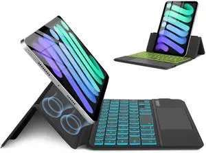 MePadKey Magic Touchpad Keyboard Case for iPad mini 7 A17 Pro(2024)/Mini 6 (2021) 8.3 inch, Slim Magnetic Folio with Type-C 7 Color Backlit TrackPad Keyboard fit iPad mini 7th/6th Generation Black