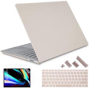 May Chen Case for 13.5" Microsoft Surface Laptop 3/4/5 with Alcantara Palm Rest Model 1867 1958 1950 (2019 2021 2022), Plastic Hard Shell Case with Keyboard Cover + Screen Protector, Stone