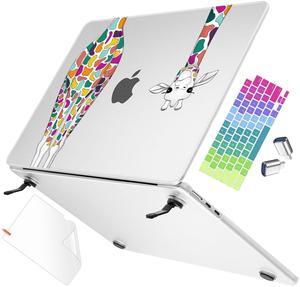 May Chen for M4 MacBook Air 13.6 inch Case A3240 A3113 A2681 M3 M2 2025 2024 2023 2022 Release, Fold Kickstand Pattern Hard Shell Case for M4 Air 13.6" Laptop with Keyboard Cover, Colorful Giraffe