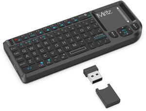 Miritz 2.4GHz Mini Keyboard with Touchpad, Bluetooth Mini Keyboard with USB-C Rechargeable,for Smart TV/Windows/Android/Mac/Linux/HTPC, Compatible with PC/Laptop/Tablet,Black