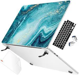 May Chen for M4 MacBook Air 13.6 inch Case A3240 A3113 A2681 M3 M2 2025 2024 2023 2022 Release, Fold Kickstand Pattern Hard Shell Case for M4 Air 13.6" Laptop with Keyboard Cover, Blue Marble